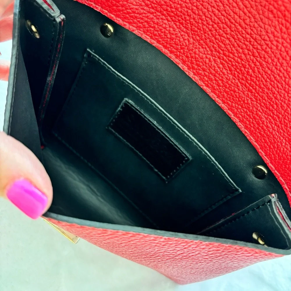 ISADORA Handbag Melissa Real Italian Leather Red Crossbody Handbag—NWT